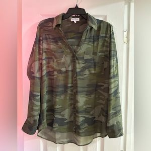 Express Camo Portifino Sheer Button Down